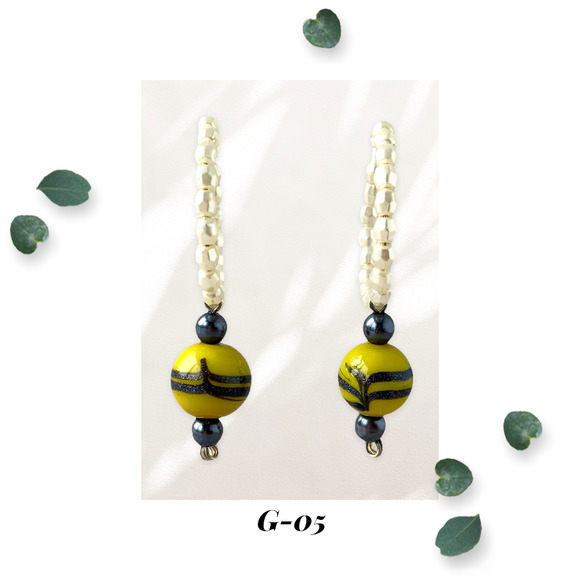 Line Dancer - Yellow and Blue Glass Hoop Earrings - Picture 1 of 5